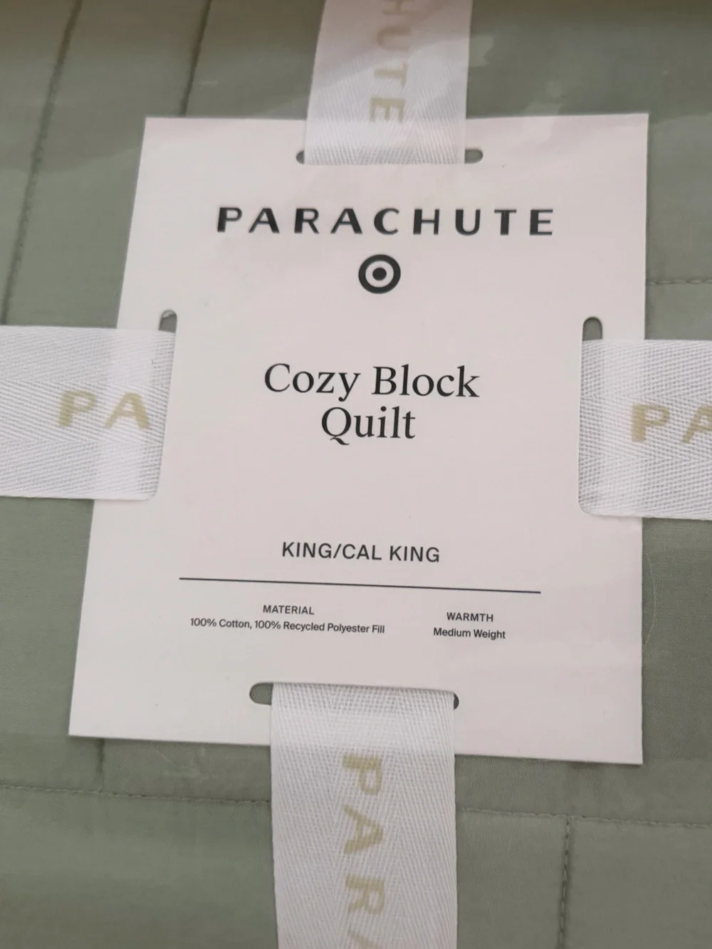 Brand new Parachute Sage Green Quilted Comforter king cali king